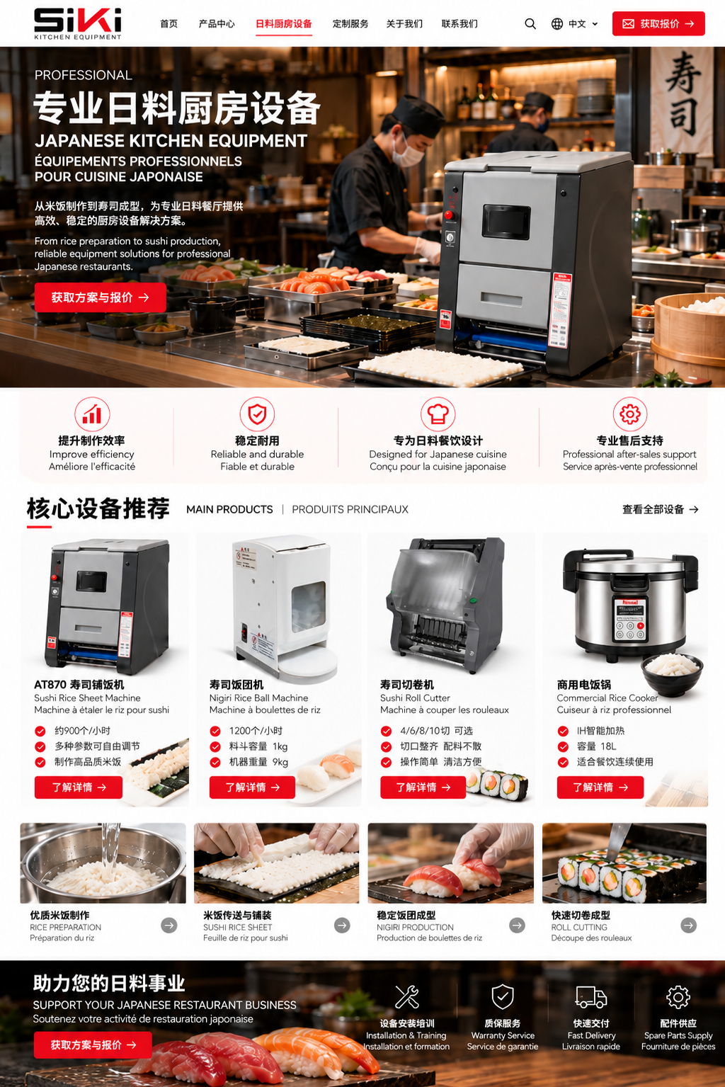Kitchen equipment concept: sushi rice sheet machine in a Japanese kitchen
