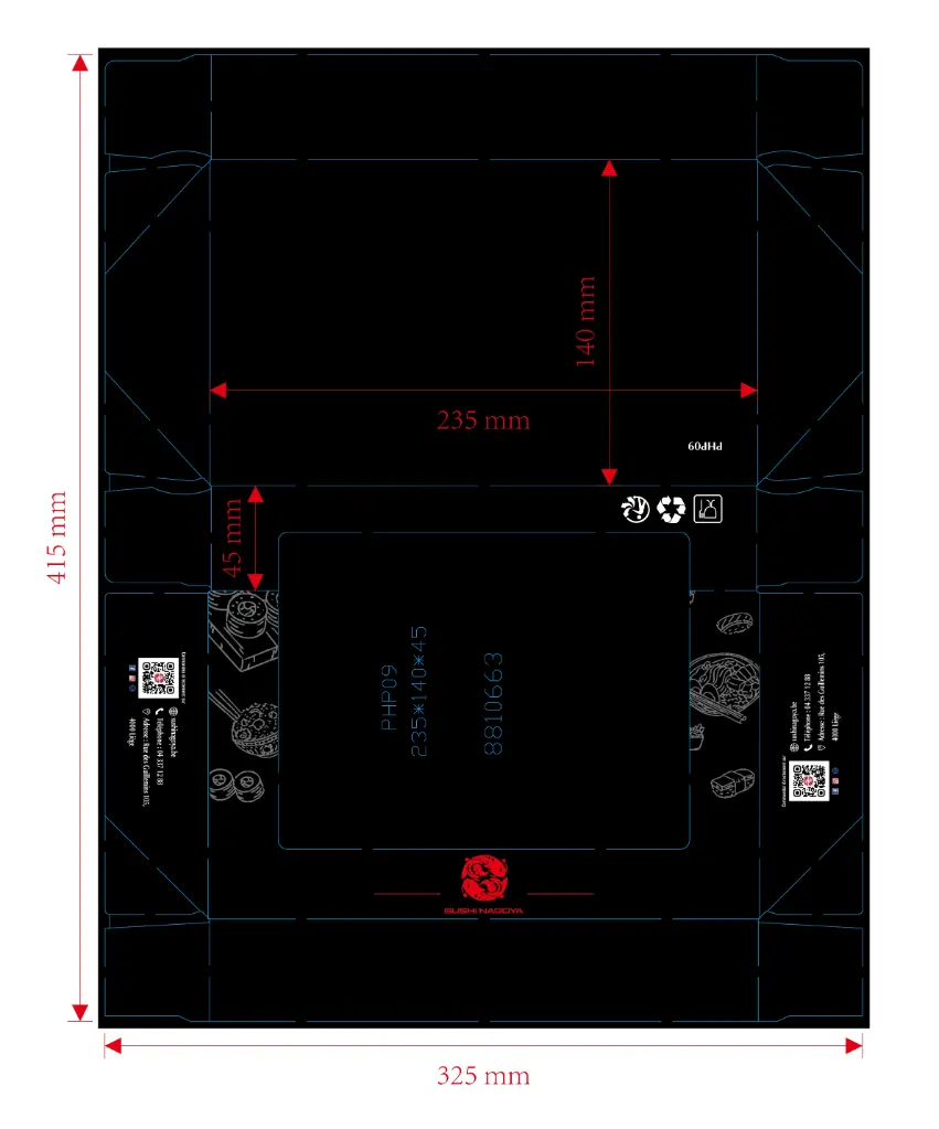 [H4-1-2/2] NAKOYA PHP-09 黑 折叠款 sushi box 300ps  235 x 140 x 45 c Black-09