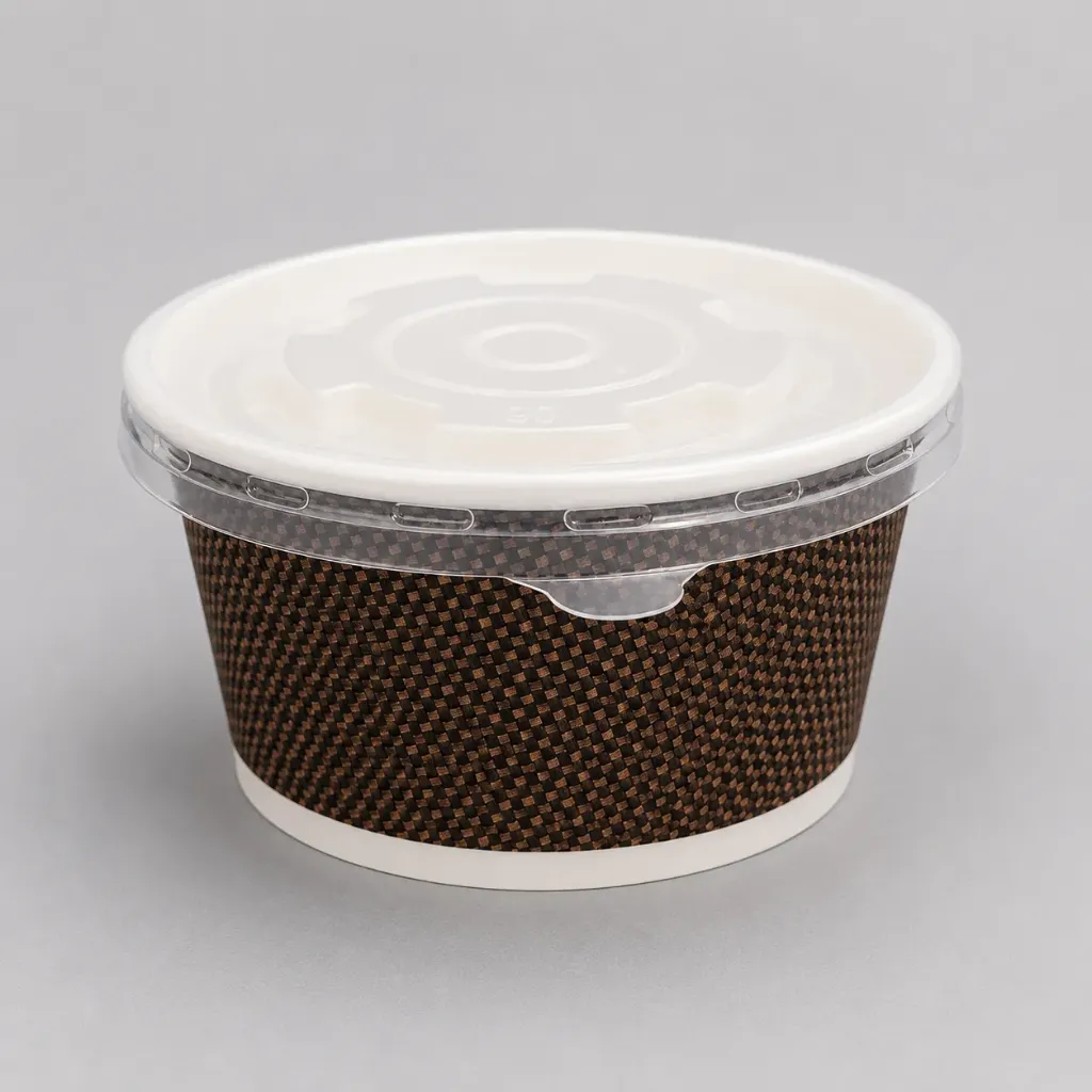 [F5-1-3] 汤碗（瓦楞）含盖  Paper Soup Bowl 500ml  x 500  IPS +COUVER