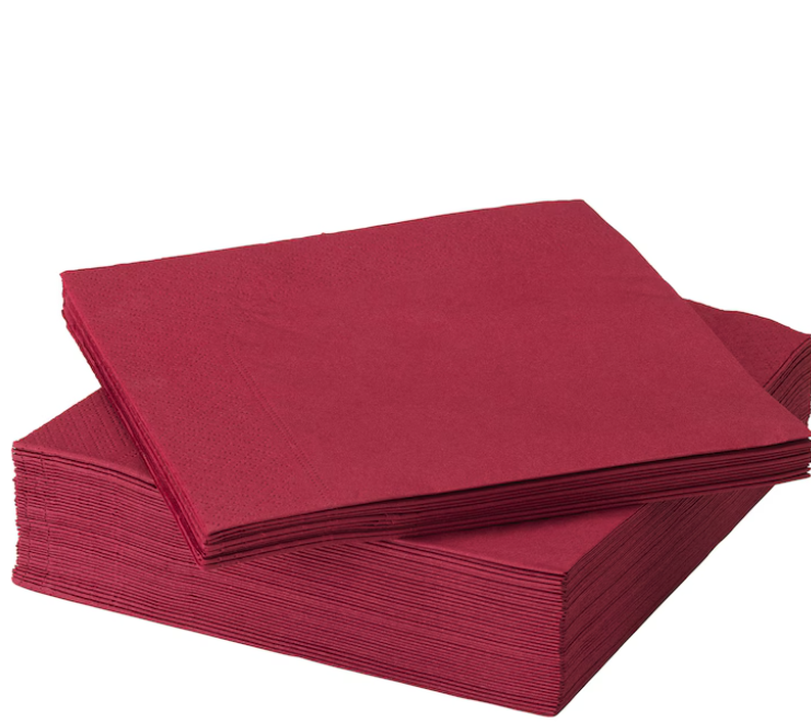 [PT124119-40] 双层红色餐巾纸 2-Ply Red Napkins 40 x 40cm 125sheets x 10